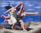 巴勃罗 毕加索 : 海滩上奔跑的两个女人（赛跑）